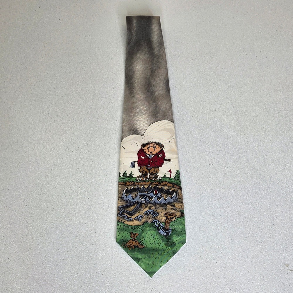Balancine Hot Cakes Necktie Mens Grey Gary Patterson Golf Novelty Tie